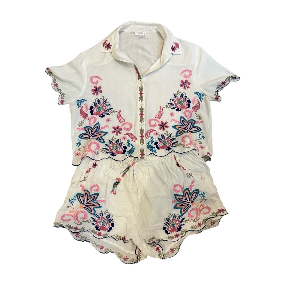 Allison New York-Floral Embroidered Two-Piece Set